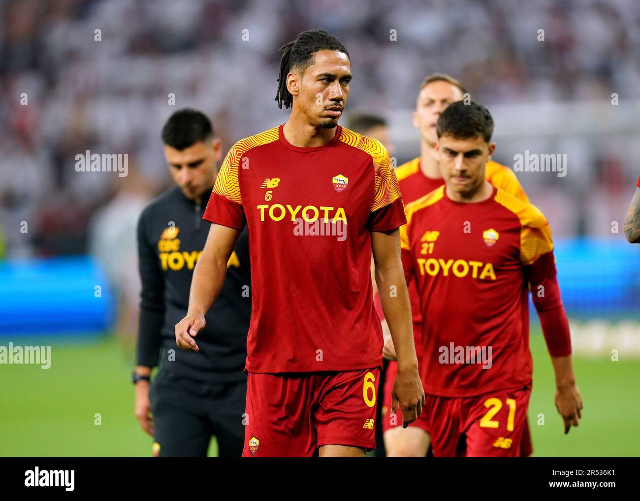 Chris Smalling de Roma avant la finale de l'UEFA Europa League à l'arène de Puskas, Budapest. Date de la photo: Mercredi 31 mai 2023. Banque D'Images