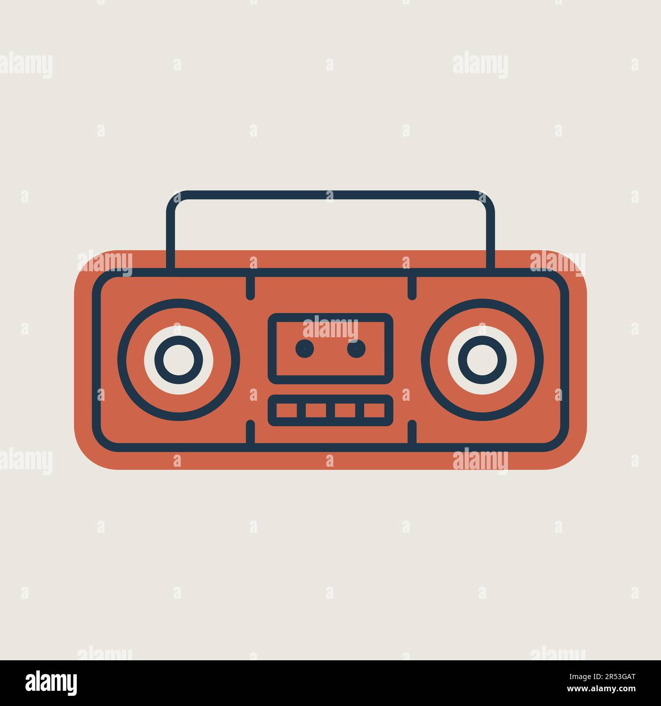 Enregistreur stéréo à cassette Boombox de conception rétro de l'icône à  vecteur isolé des années 80. Symbole graphique pour la conception, le logo  et le site Web de musique et de son