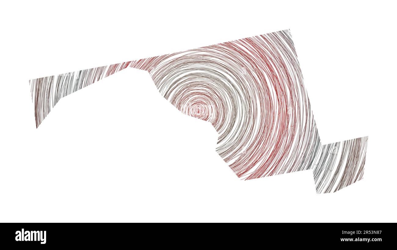 Carte du Maryland remplie de cercles concentriques. Esquissez des cercles de style sous la forme de l'état américain. Illustration vectorielle. Illustration de Vecteur