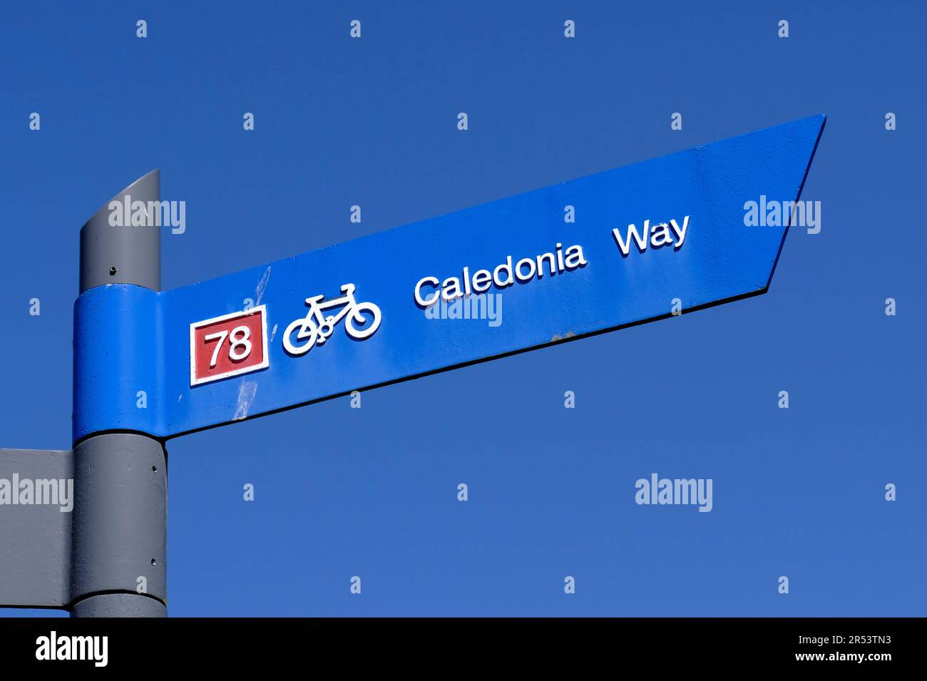 Panneau de la route de vélo Caledonia Way, Oban, Écosse Banque D'Images