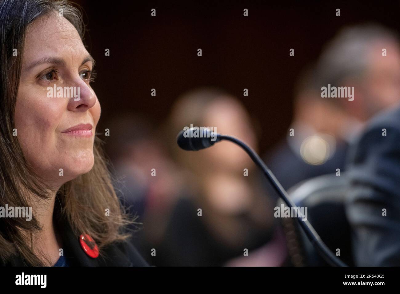 Washington, Vereinigte Staaten. 31st mai 2023. Diana Tellefson Torres, Directrice générale de la Fondation UFW, comparaît devant un comité du Sénat sur la magistrature pour examiner les travailleurs immigrés, dans le bâtiment Hart du Bureau du Sénat, à Washington, DC, mercredi, 31 mai, 2023. Credit: Rod Lamkey/CNP/dpa/Alay Live News Banque D'Images