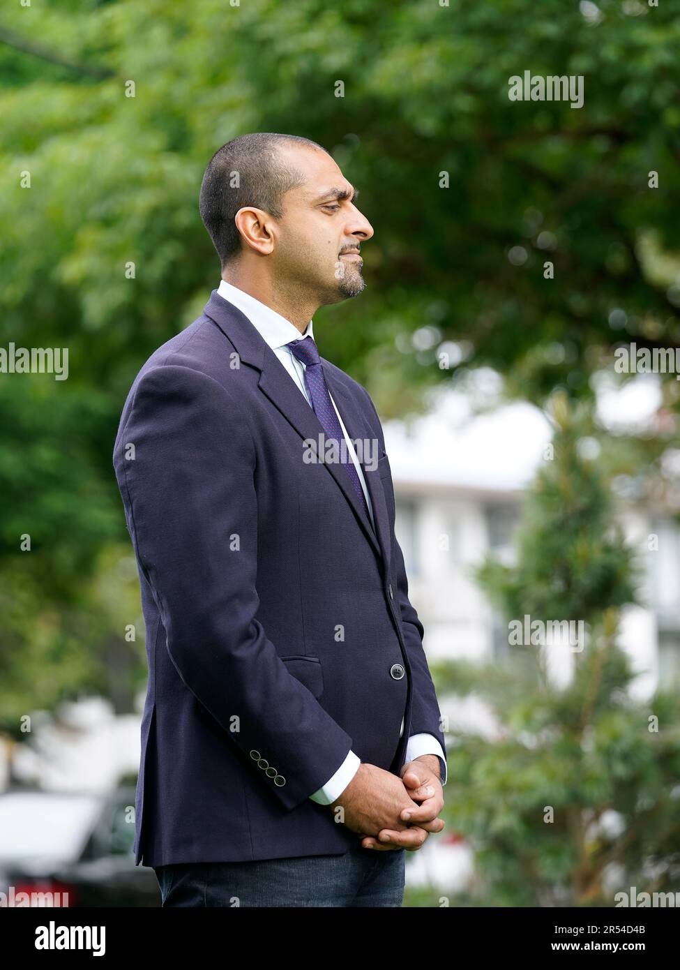 Ravi Kahlon, ministre du logement et maire de Vancouver, Ken SIM et Partners, pour une annonce sur la livraison plus rapide de logements pour les gens de la Colombie-Britannique. Photos Wes Shaw/Shotbug Press Banque D'Images