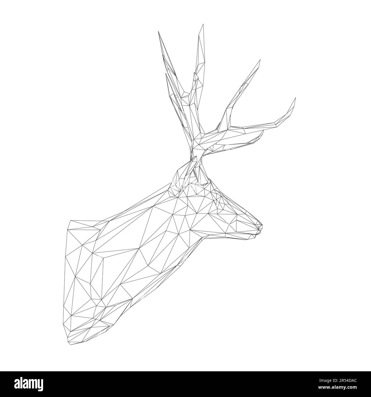 Tête de cerf avec corne. Modèle en polyéthylène bas. Illustration vectorielle. Faible poly art d'un cerf en noir image filaire. Vecteur animal triangle géométrique Ill Illustration de Vecteur