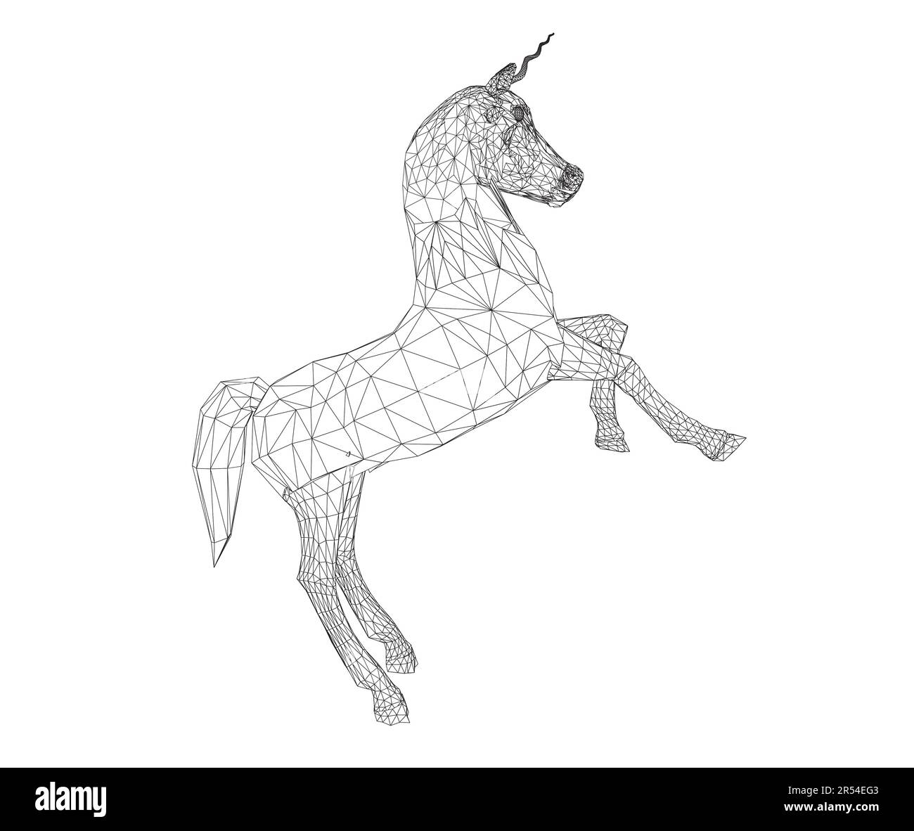 Image filaire abstraite unicorn sous forme de lignes, composée de triangles et de formes géométriques. Arrière-plan à vecteur poly faible. Illustration de Vecteur