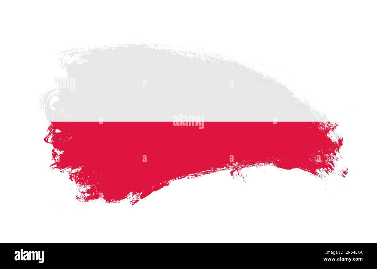 Drapeau national de la Pologne peint avec un pinceau sur blanc isolé Banque D'Images