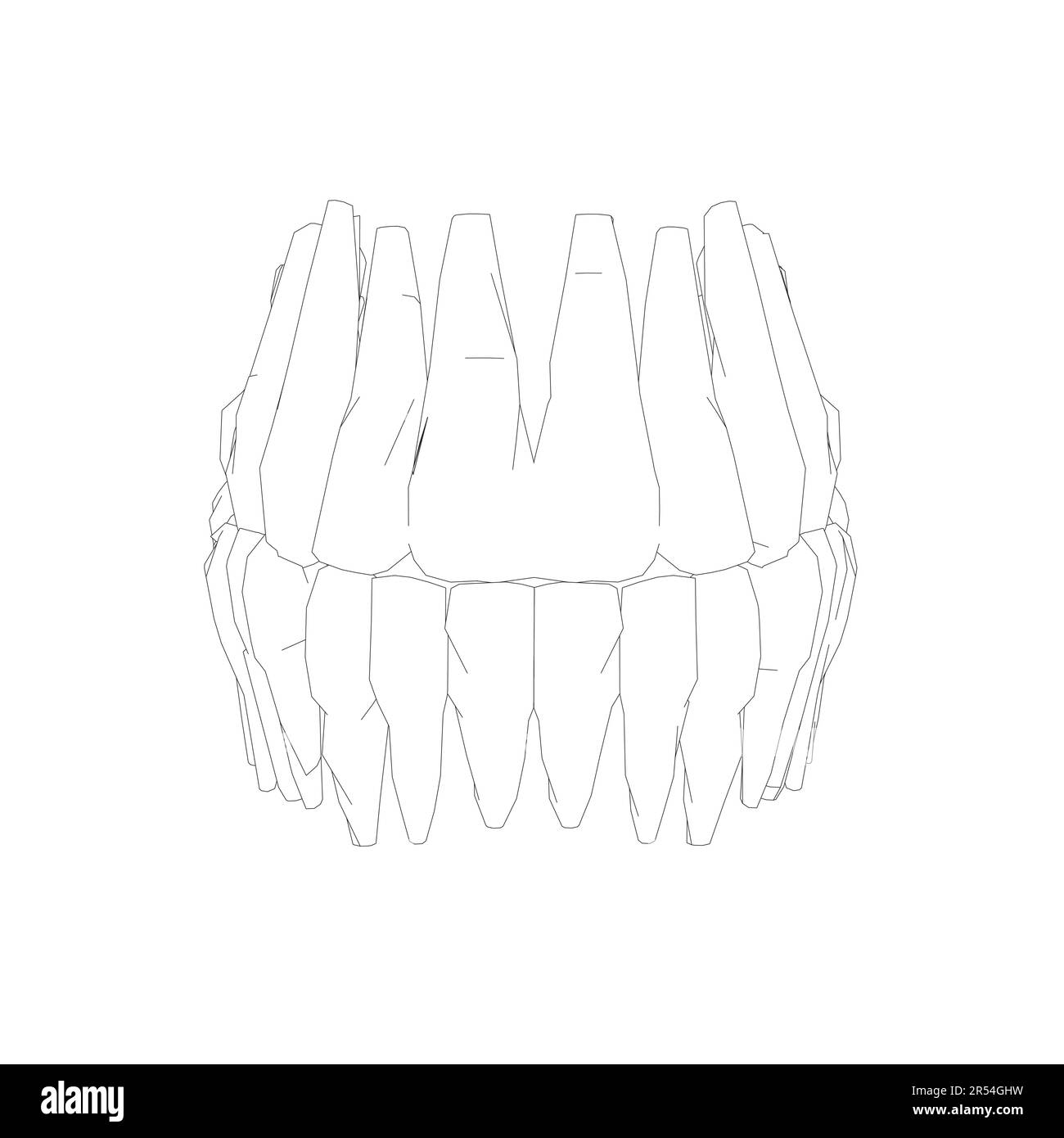 Contour des dents. Différents types de collection de dents humaines dessinés à la main. Modèle graphique pour dentiste. Fangs de gravure et molaires. Soins dentaires oraux. Mal de dents Illustration de Vecteur