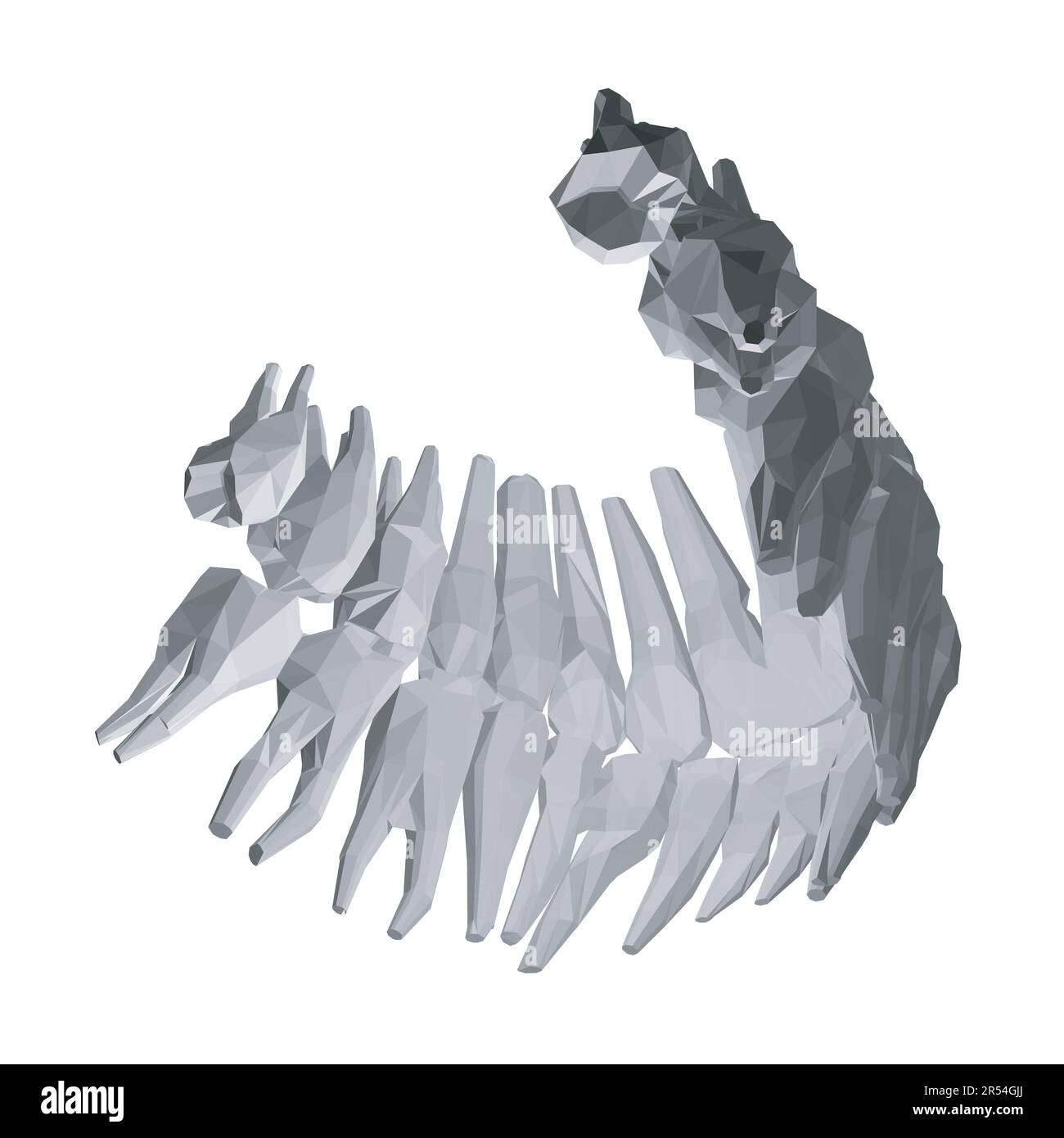 Dents polygonales. Différents types de collection de dents humaines dessinés à la main. Modèle graphique pour dentiste. Fangs de gravure et molaires. Soins dentaires oraux. Toothac Illustration de Vecteur