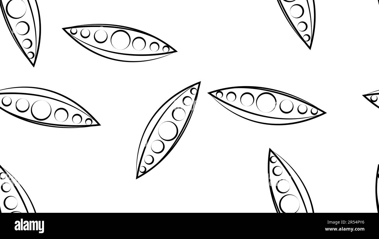 pois verts sur fond blanc, illustration vectorielle, motif. les petits pois dans une gousse, à l'intérieur, sont de petits pois ronds. illustration noir et blanc, image de pois Illustration de Vecteur