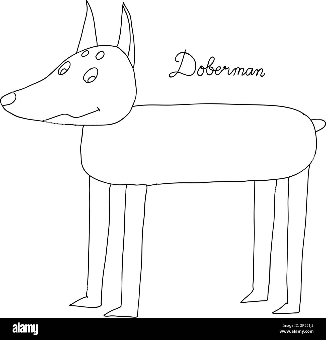 Icône Doberman. Motif chien linéaire Doberman de la collection chiens. Illustration de vecteur d'élément de contour simple sur fond blanc. Illustration de Vecteur