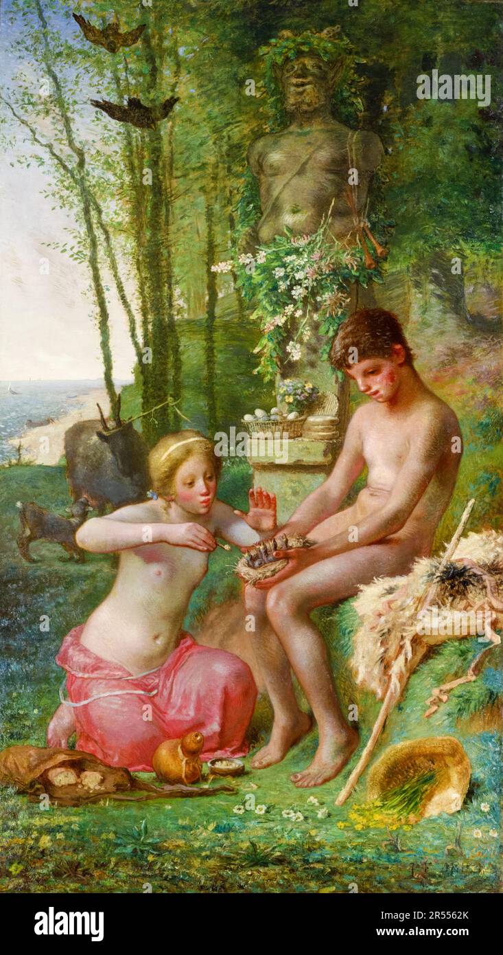 Jean François Millet, printemps (Daphnis et Chloë), peinture 1865 Banque D'Images
