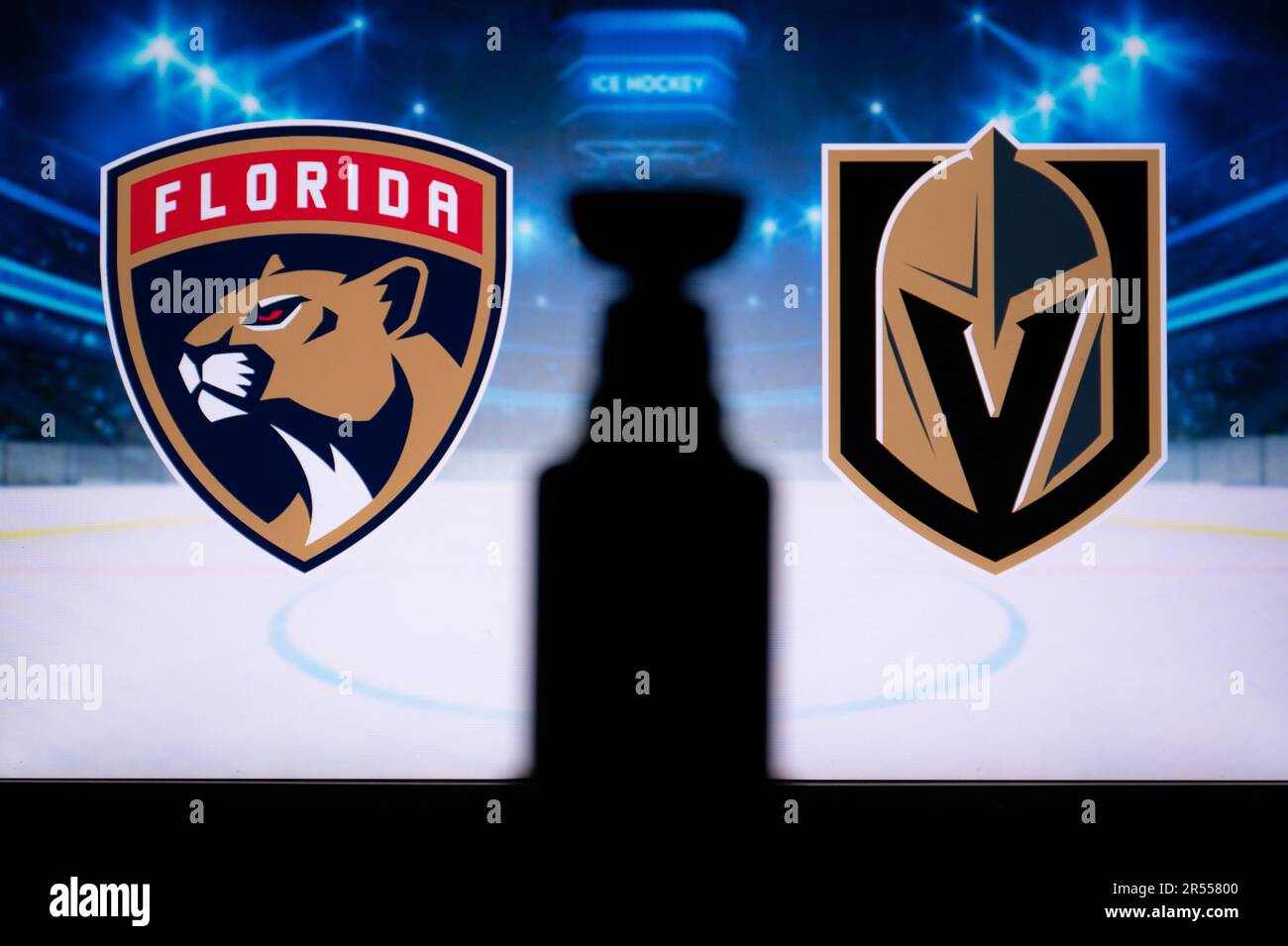 FLORIDA, USA, 31 MAI 2023: Chasing Hockey's Holy Graal: Stanley Cup finals 2023 - Florida Panthers vs Vegas Golden Knights Banque D'Images