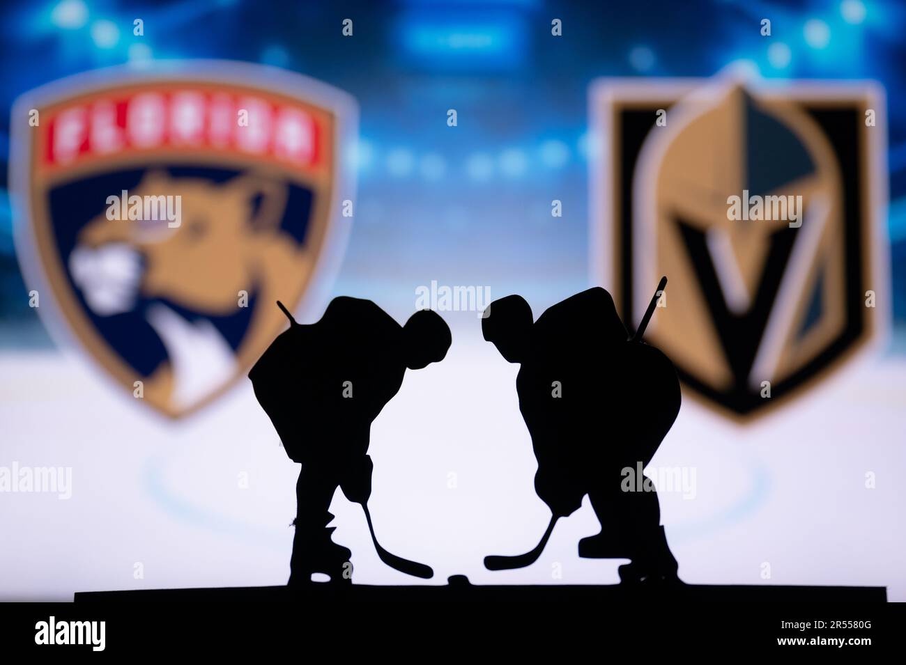 LAS VEGAS, Etats-Unis, 31 MAI 2023: Gloire sur glace: Panthers de Floride contre bataille des Chevaliers d'or de Vegas pour la coupe Stanley Banque D'Images