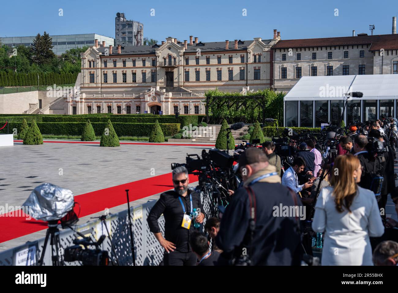 Château Mimi, lieu du Sommet de la Communauté politique européenne (CPE) à Bulboaca, près de Chisinau, en Moldavie. Le sommet semestriel a été créé l'année dernière après l'invasion russe de l'Ukraine, dans le but de rassembler un plus large ensemble de dirigeants européens au-delà des 27 membres de l'Union européenne. Date de la photo: Jeudi 1 juin 2023. Banque D'Images