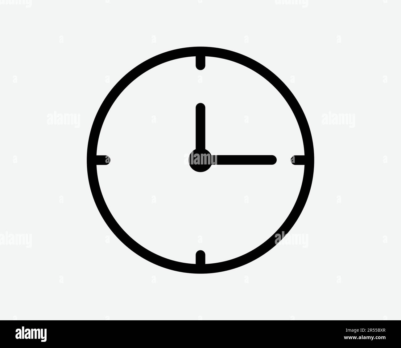 Icône de ligne d'horloge. Time Timer Watch alarme Chronomètre Rappel compte à rebours heure minute symbole Noir Illustration graphique Illustration Clipart EPS Vector Illustration de Vecteur