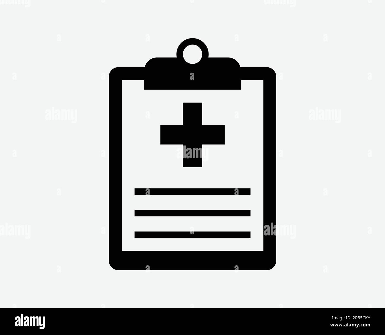 Formulaire médical icône presse-papiers dossier de santé informations sur le patient liste des hôpitaux symbole du document Illustration graphique noire Illustration Clipart EPS Vector Illustration de Vecteur