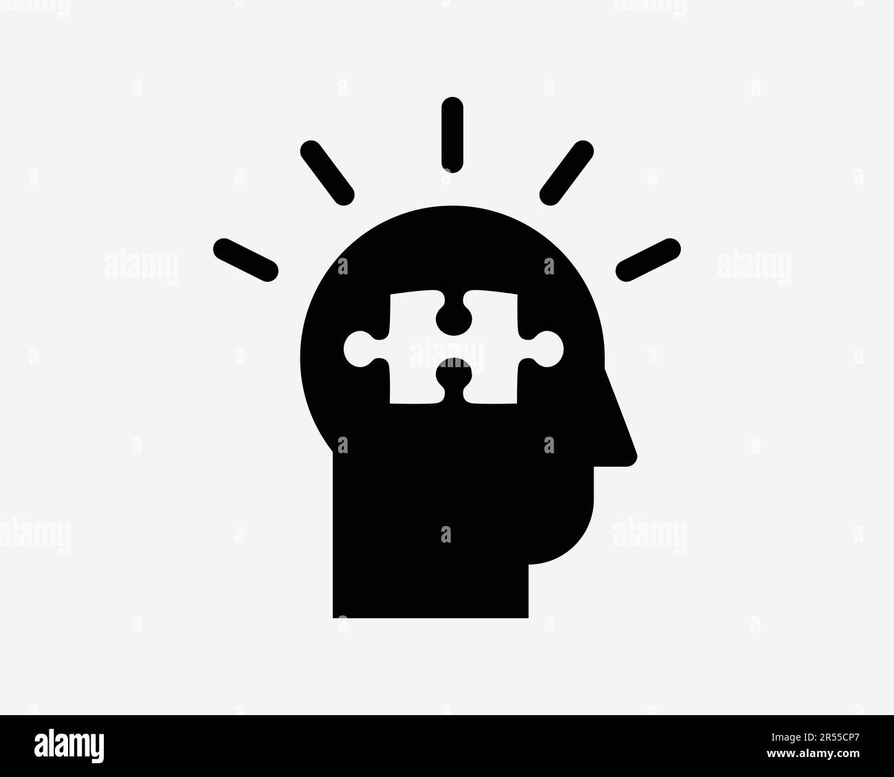 Icône de résolution des problèmes. Puzzle cerveau esprit Jeux intellect Smart Think Plan Stratégie symbole Noir Illustration graphique Illustration Clipart EPS Vector Illustration de Vecteur