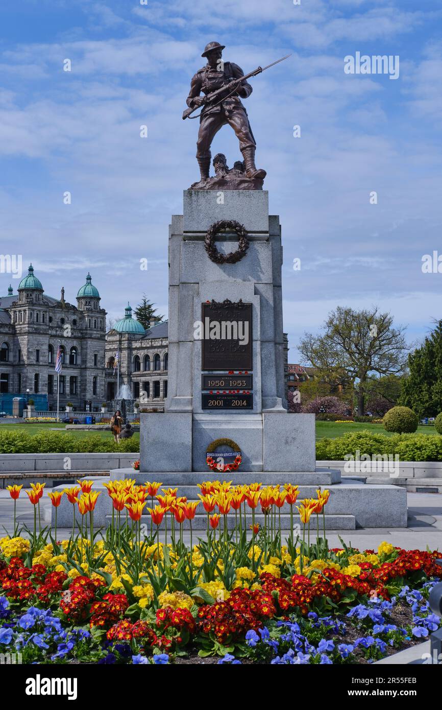Mémorial de guerre à l'extérieur de l'Assemblée législative, à Victoria, en Colombie-Britannique, au Canada Banque D'Images