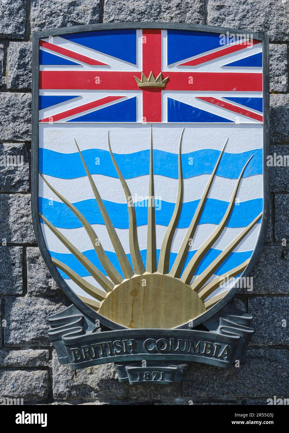 Armoiries de la Colombie-Britannique, Confederation Garden court, Victoria, île de Vancouver (Colombie-Britannique), Canada Banque D'Images