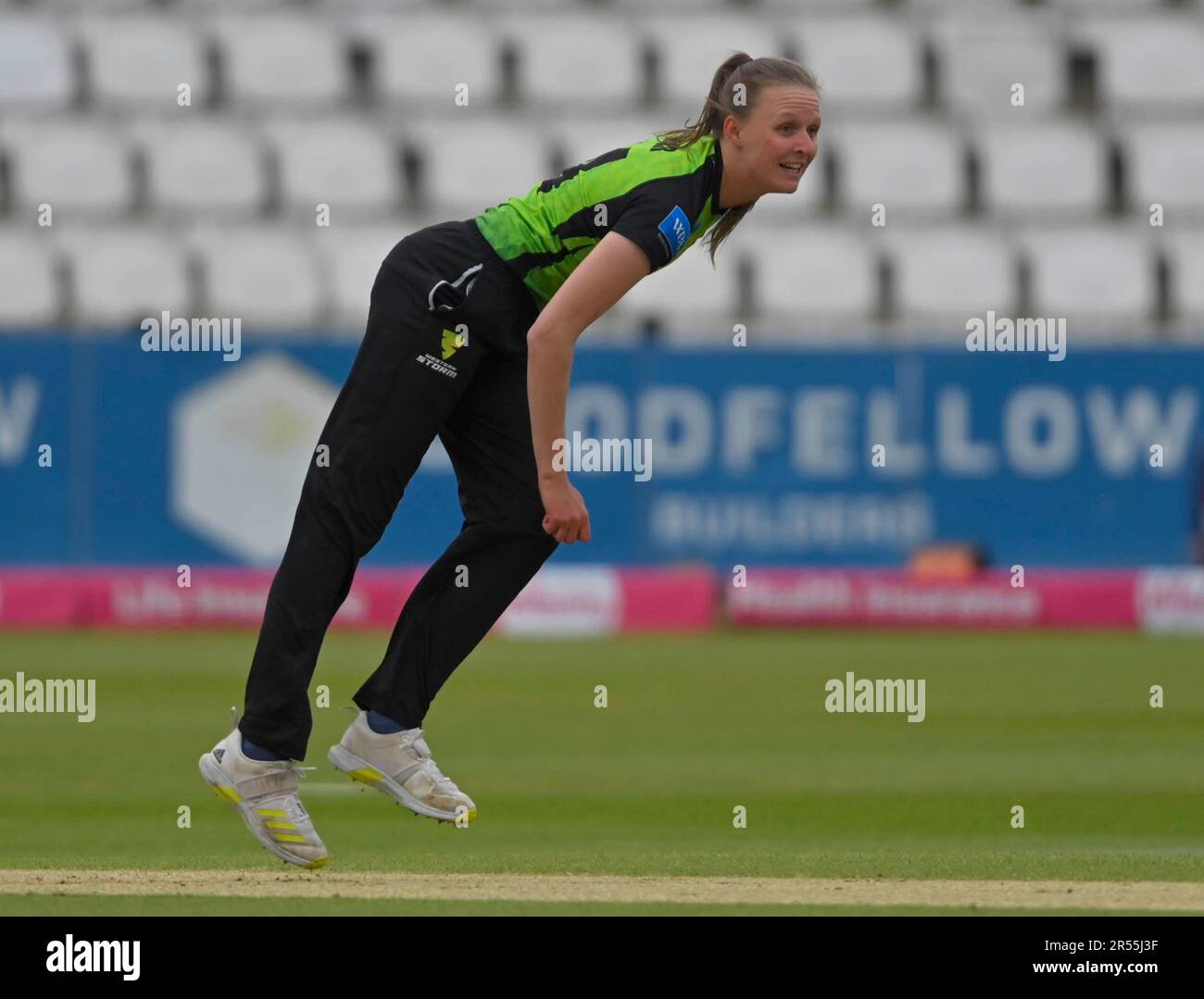 Northampton 31 mai : LAUREN FILER du cricket WESTERN STORM pendant la Charlotte Edwards Cup : Sunrisers vs Weston Storm au sol du comté de Northampton sur 31 mai 2023 Northampton Angleterre . Banque D'Images