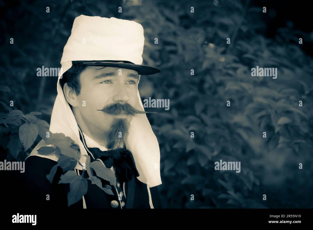 Cancale (Bretagne, Nord-Ouest de la France) : reconstitution historique d'un camp du deuxième Empire français pendant la campagne du Nouveau-Mexique Banque D'Images