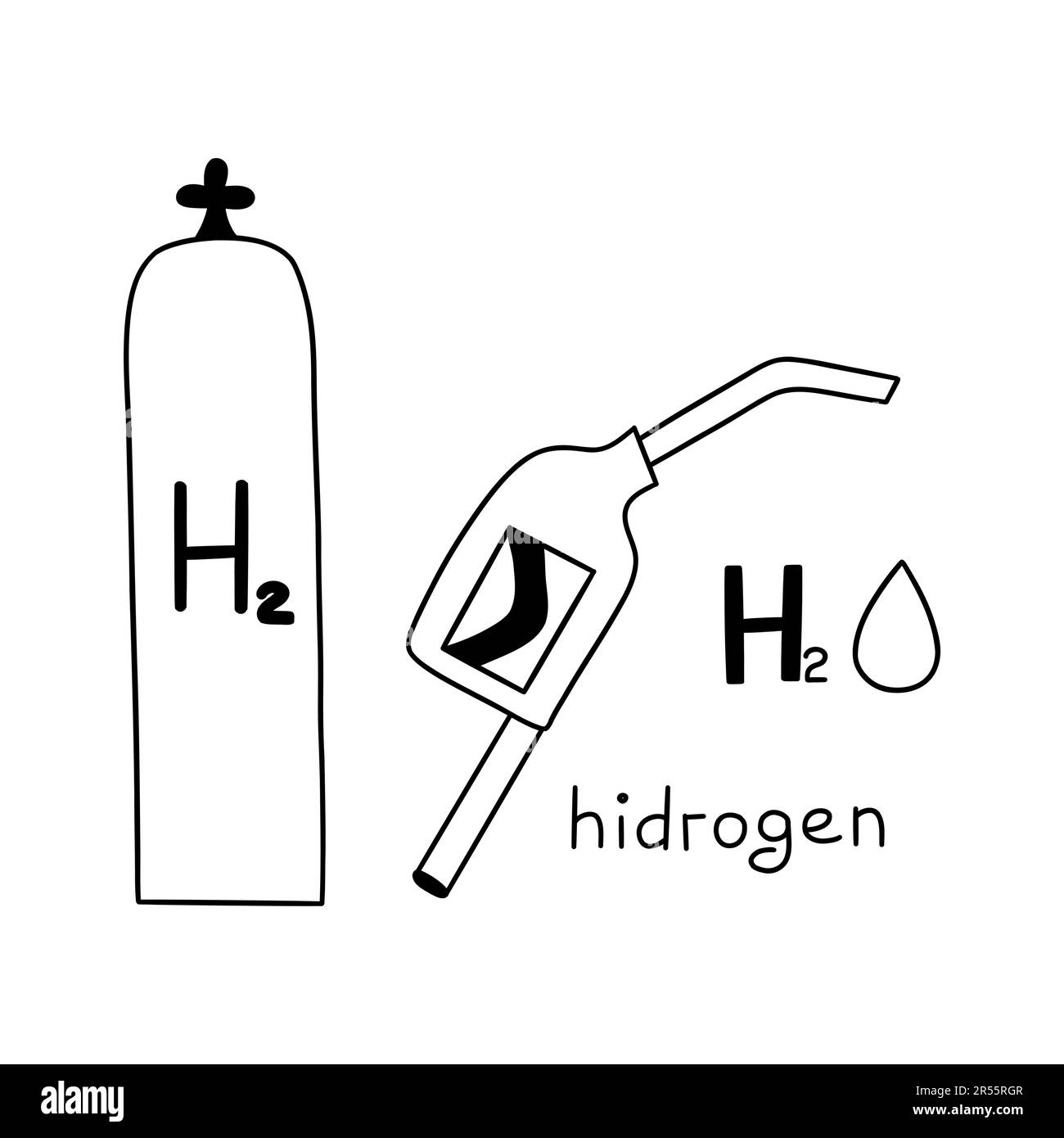 Hydrogène. Réservoir à hydrogène pour le ravitaillement. Alternative sûre et écologique. Énergies renouvelables, technologie de l'avenir. Noir vectoriel Illustration de Vecteur