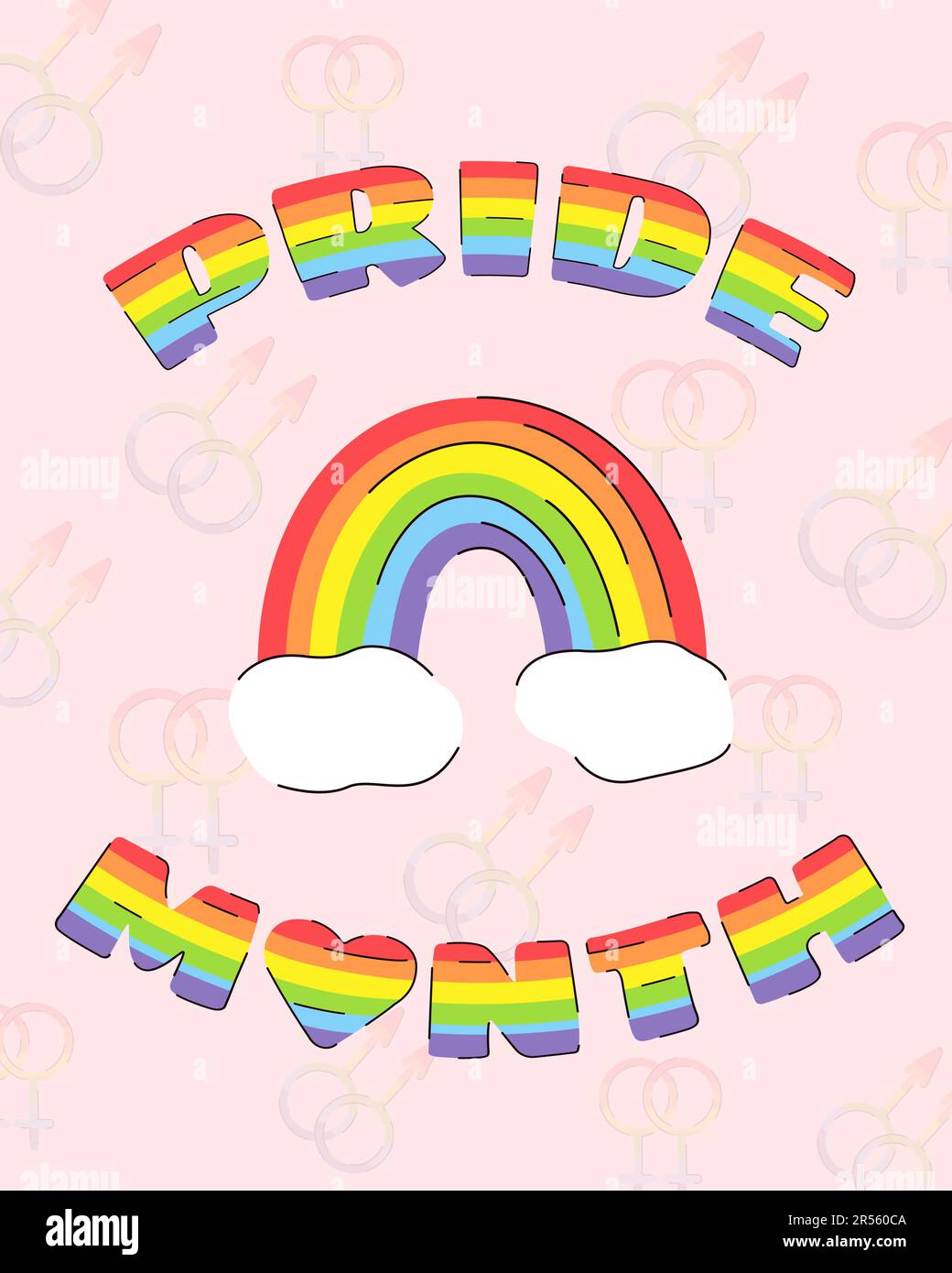 Affiche du mois de la fierté avec des phrases arc-en-ciel et LGBTQ ...