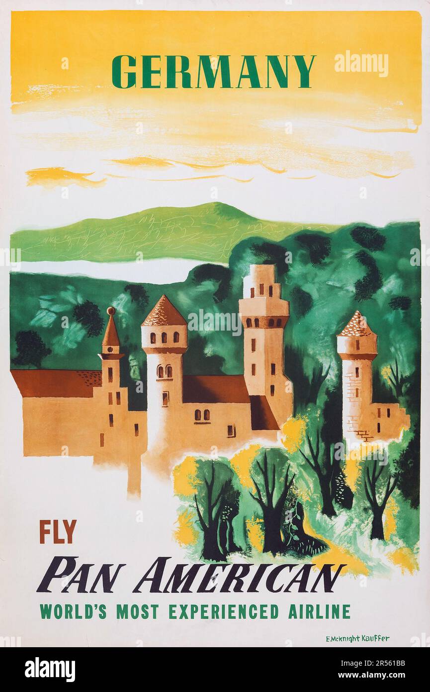 Allemagne (Pan American, 1950s) affiche de voyage Banque D'Images