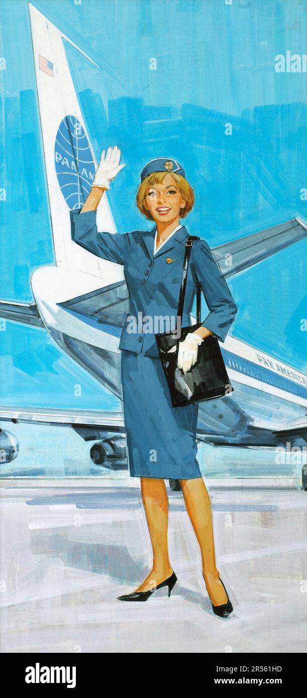 Illustration de l'hôtesse de Pan American World Airways Banque D'Images