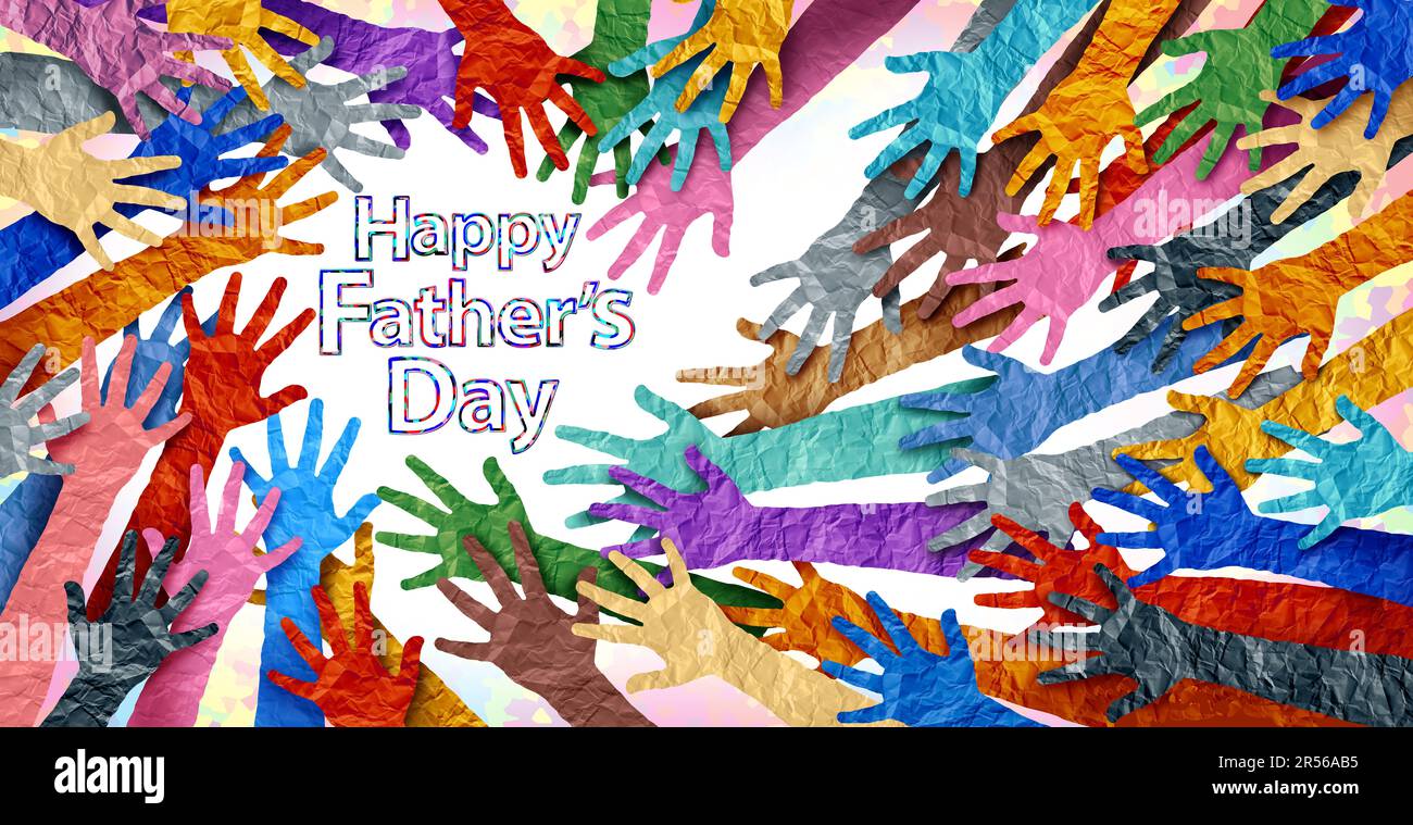 Fête des pères en tant que célébration et symbole paternel pour papa ou papa honorant papa en tant que parent mondial diversifié et célébrant fa Banque D'Images