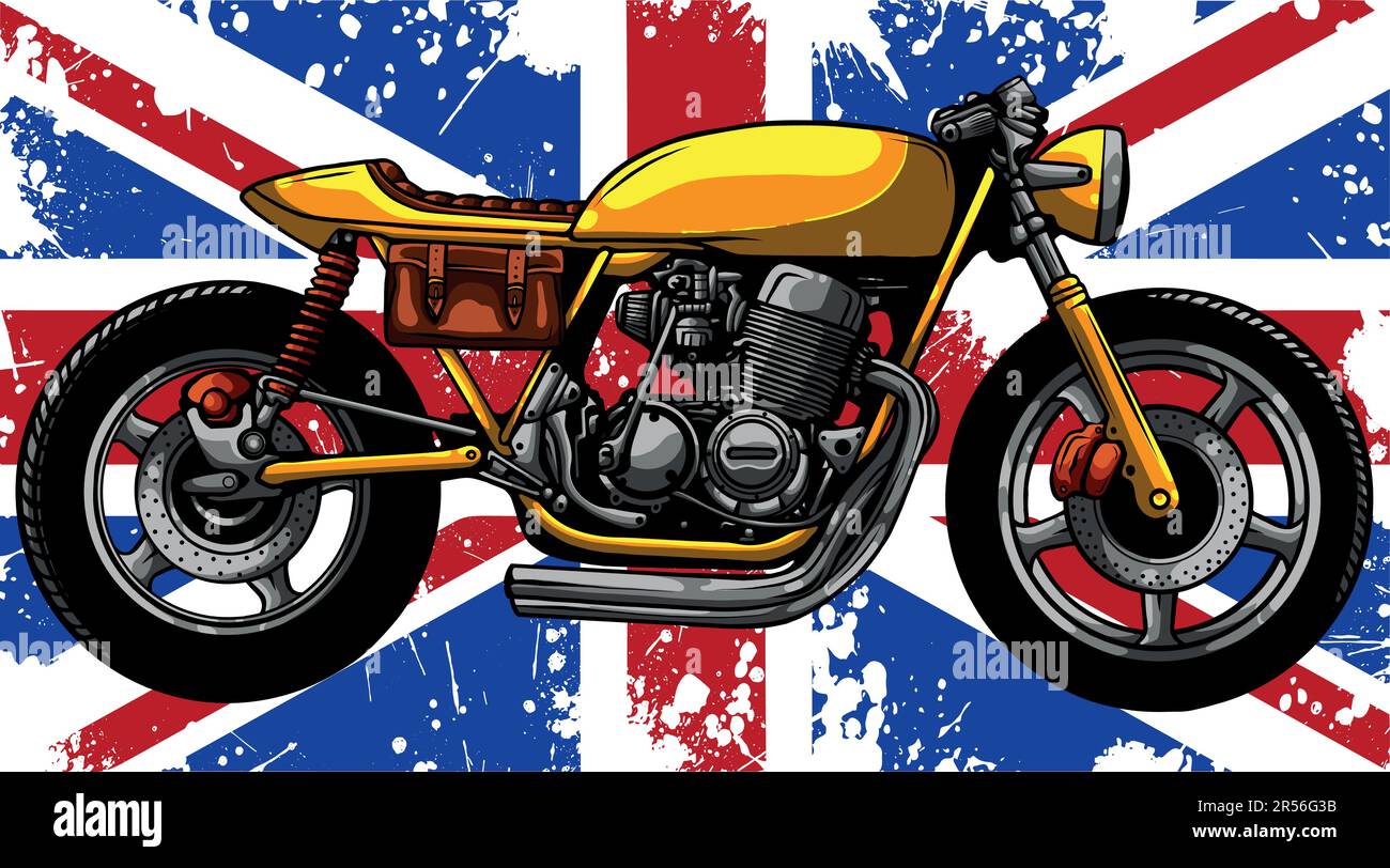 Illustration vectorielle du drapeau britannique avec moto Illustration de Vecteur