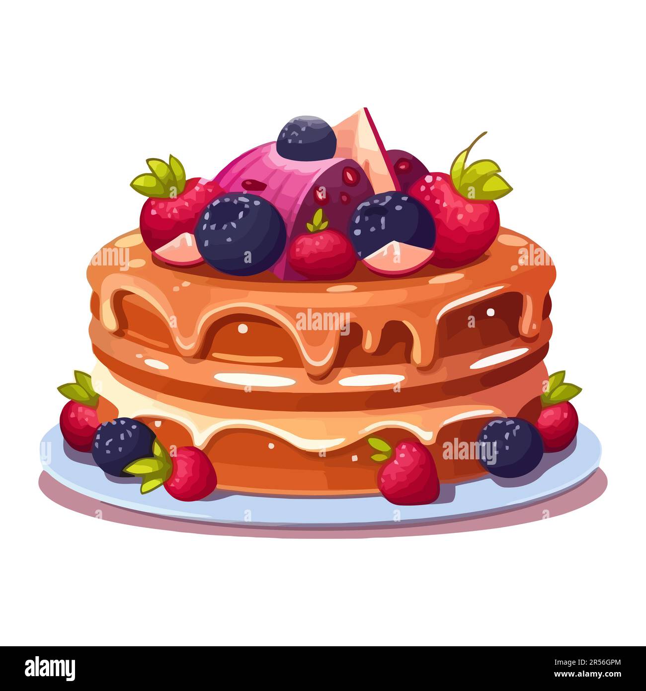 Image de gâteau de dessin animé. Gâteau sucré sur fond blanc. Dessert sucré pour la fête. Illustration vectorielle Illustration de Vecteur