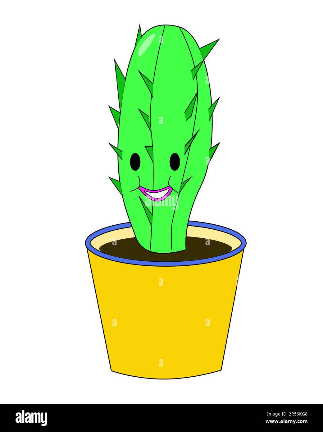 mignon cactus vert vif dans un pot jaune Illustration de Vecteur
