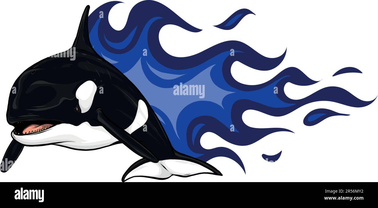 Illustration vectorielle de la baleine à bec avec flammes Illustration de Vecteur