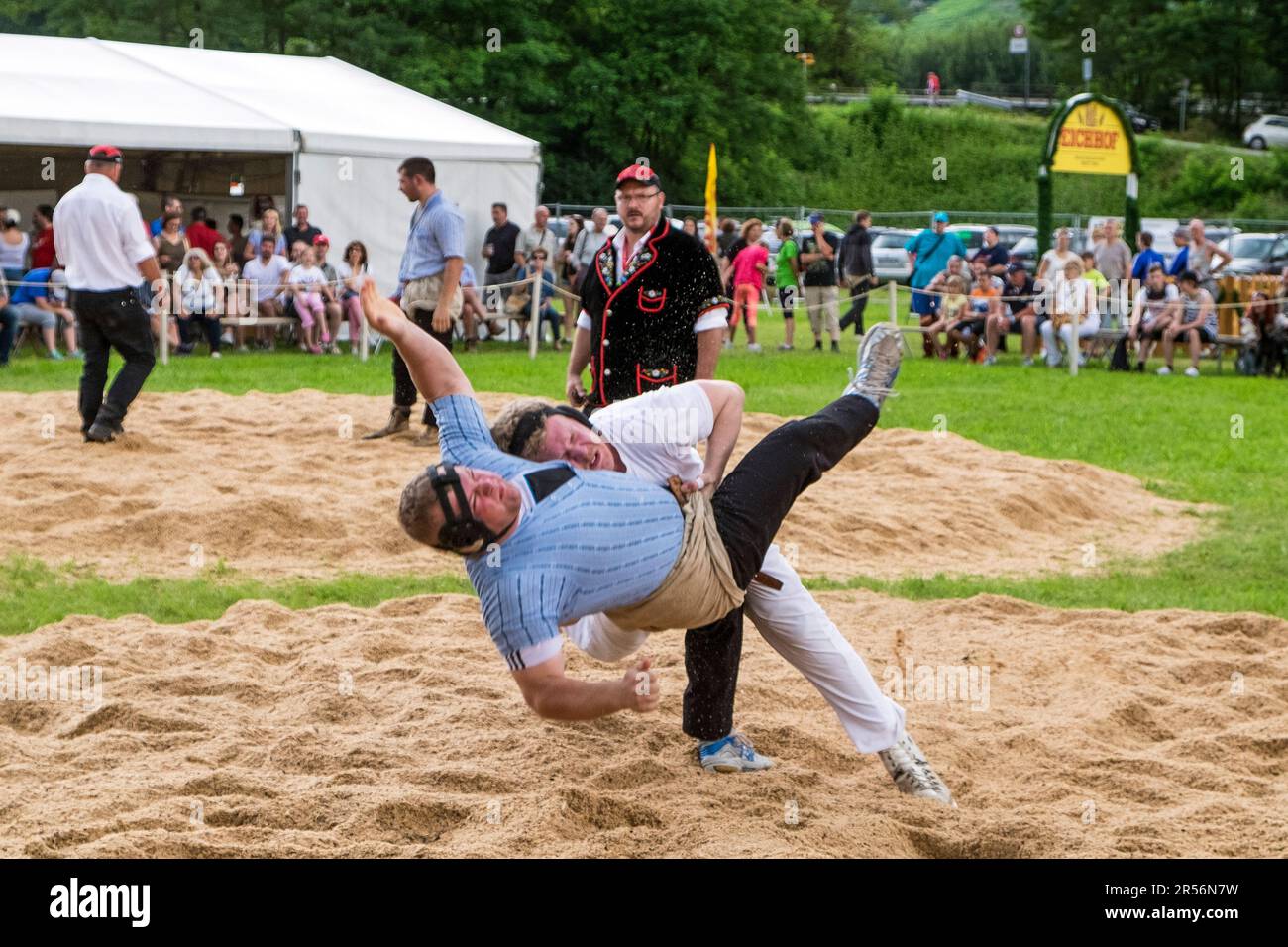 Festival suisse de lutte. gudo. canton tessin. suisse Banque D'Images