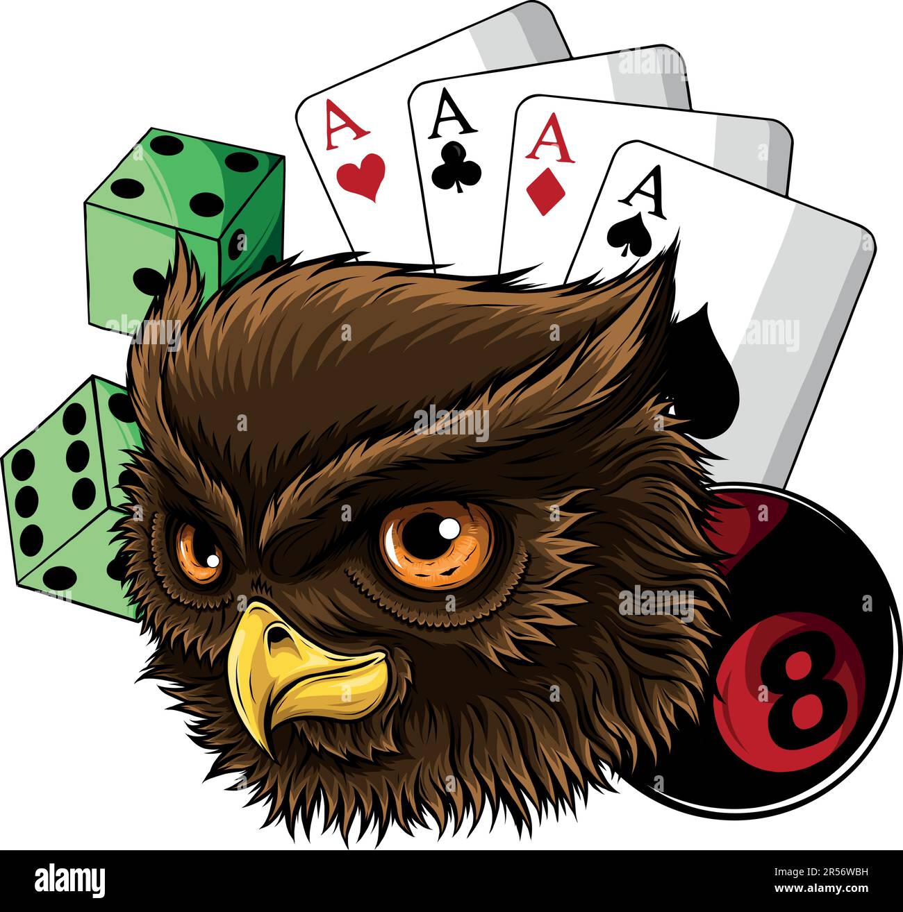 illustration de la tête de hibou avec jeu de casino Illustration de Vecteur