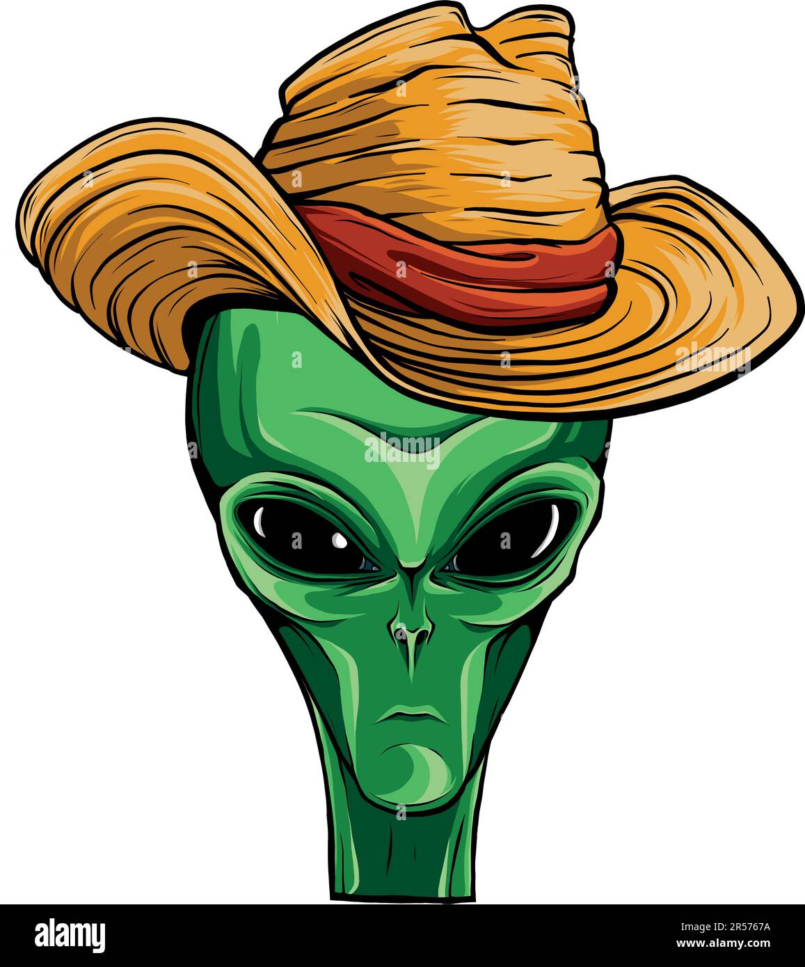 Alien head logo vector cowboy Illustration de Vecteur