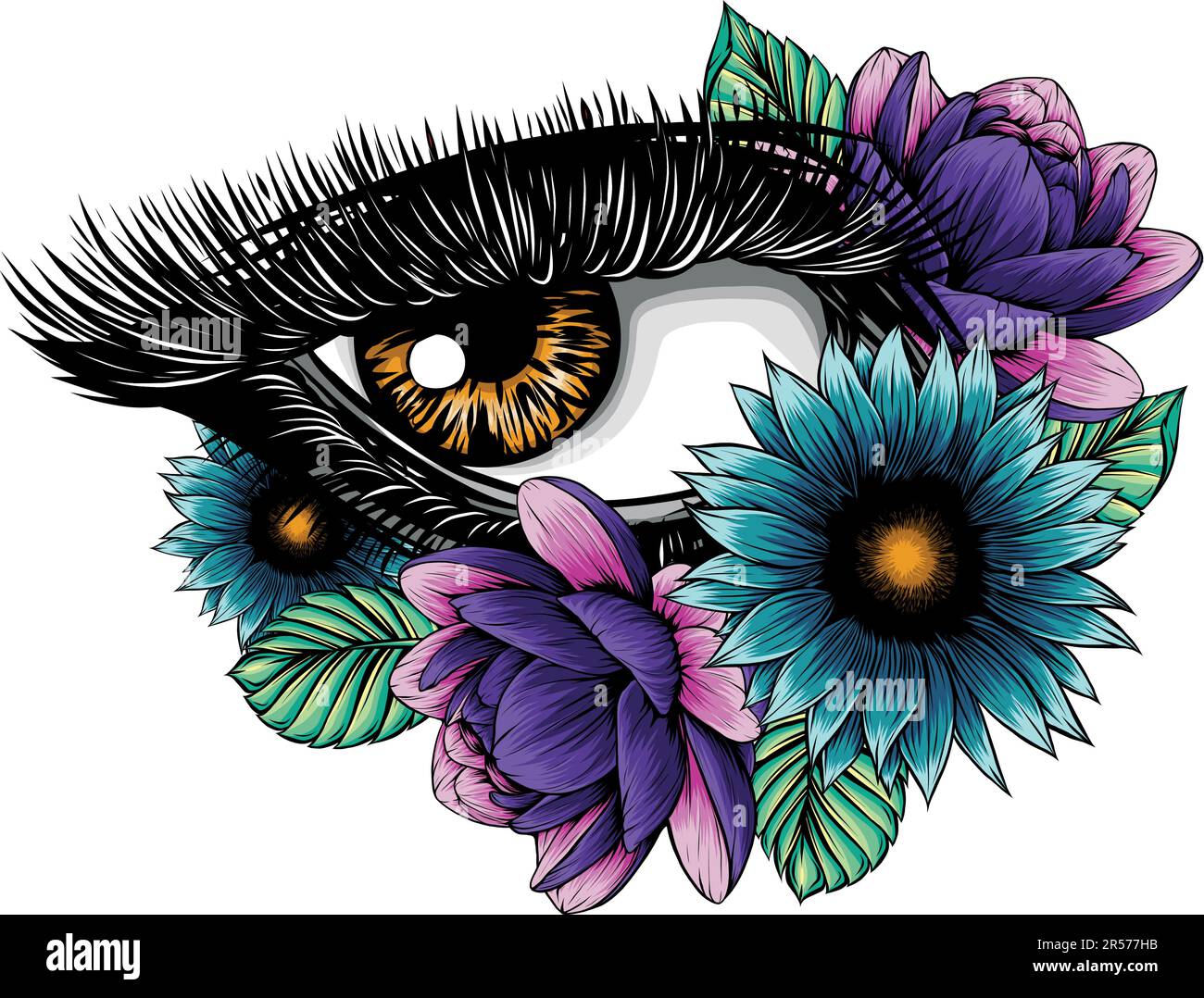 Illustration d'un bel œil avec fleur Illustration de Vecteur