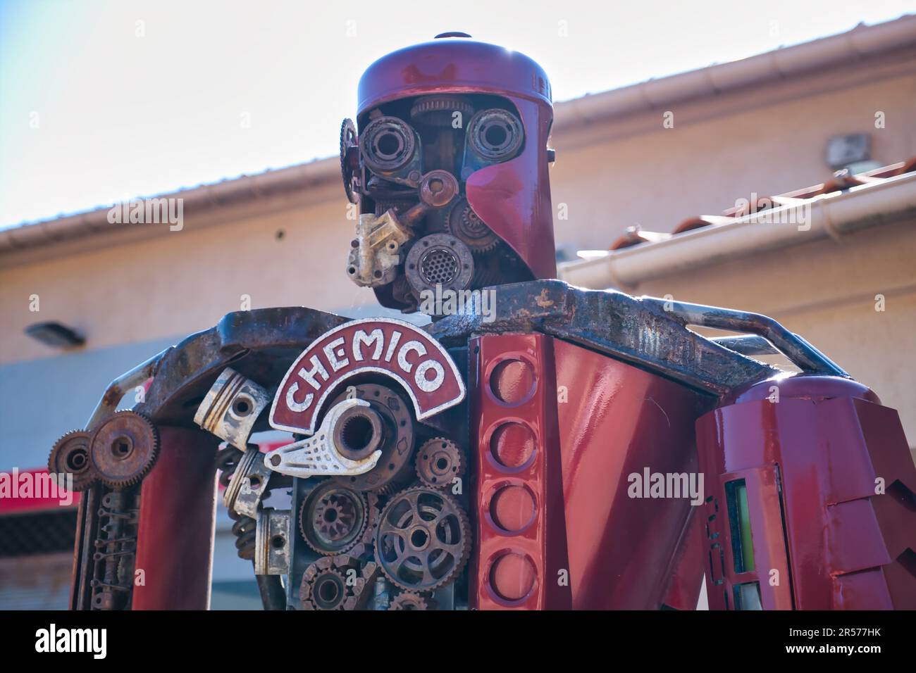 Gros plan du robot chimico dans une station-service de Bonifacio Banque D'Images