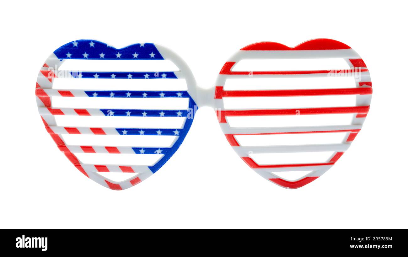 Lunettes USA Heart Cut Out on White. Banque D'Images