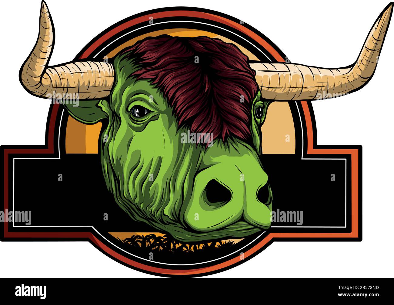 illustration de la tête de vache sur le logo Illustration de Vecteur