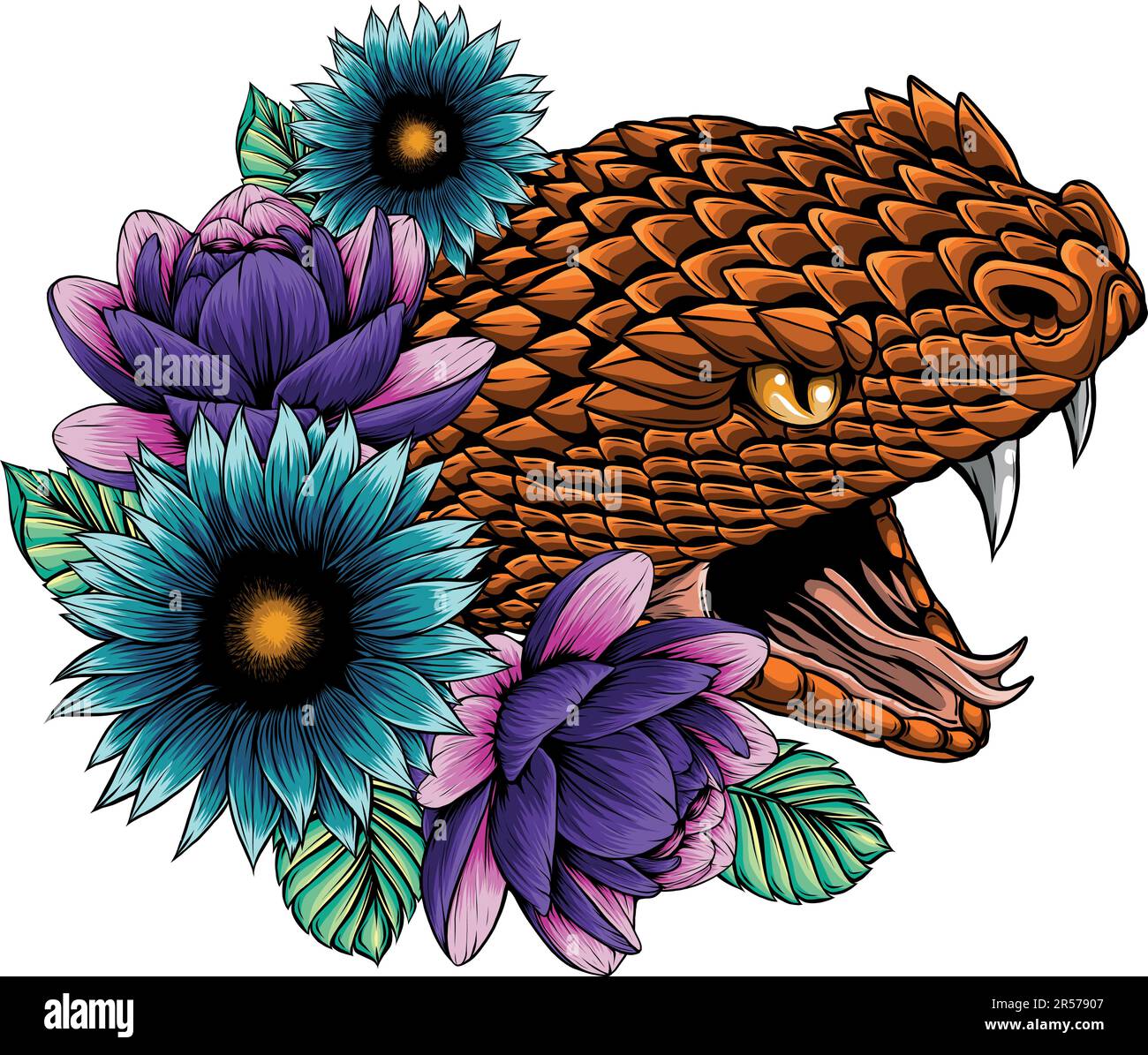 illustration de la tête de serpent avec fleur Illustration de Vecteur