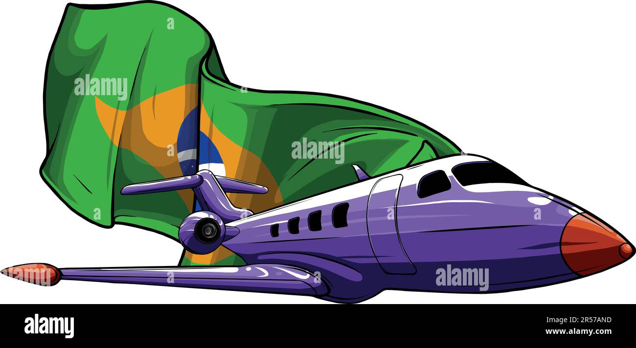 Illustration vectorielle d'un avion à réaction avec drapeau brésilien Illustration de Vecteur