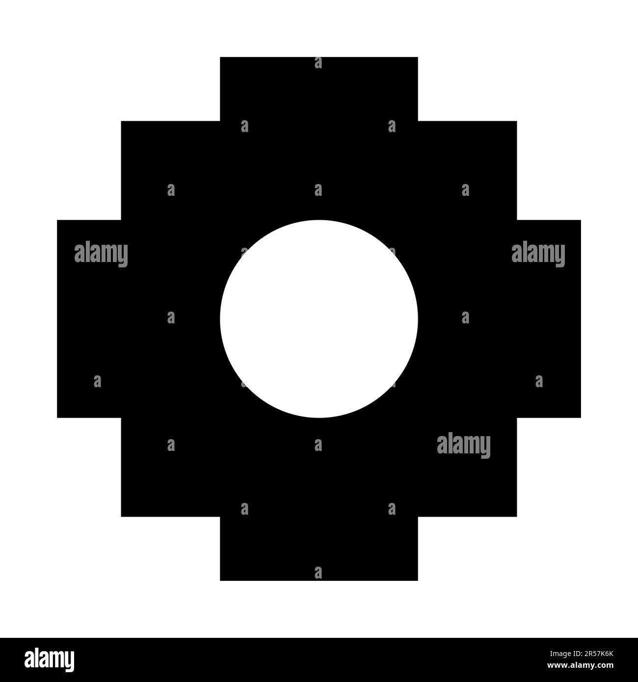 Chakana, Croix andine, motif de croix en escalier, utilisé par l'Inca. Le symbole indique les 4 points cardinaux et un carré superposé. Banque D'Images