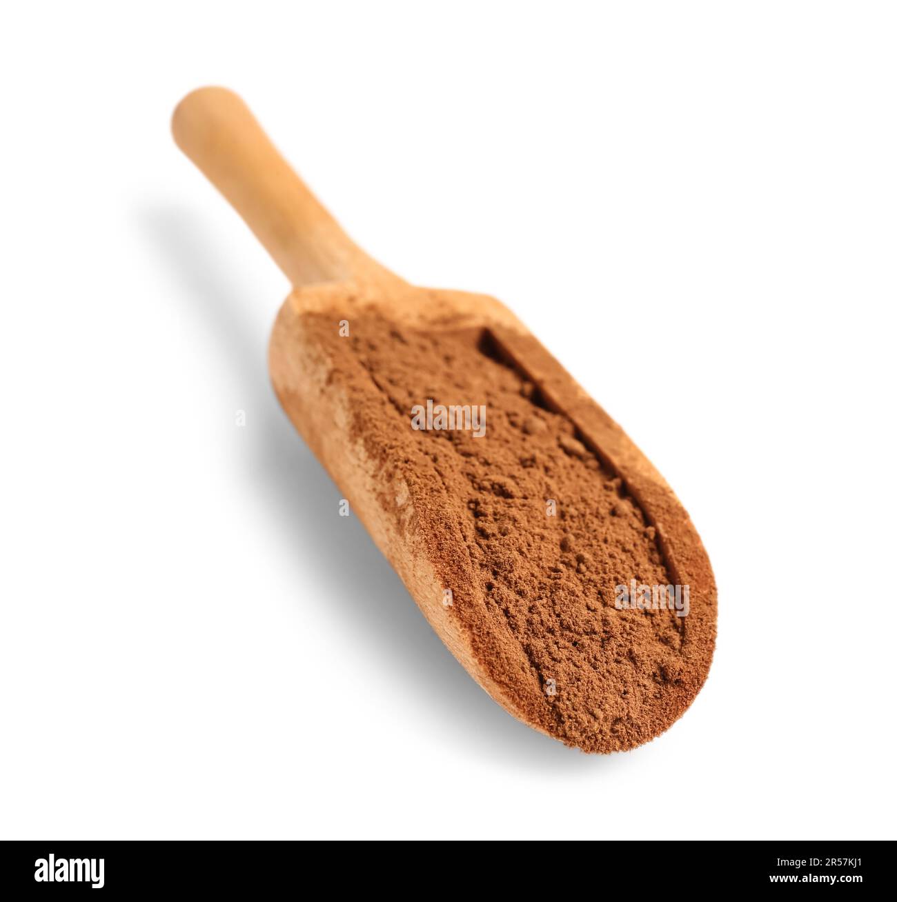Pelle à poudre de cacao isolé sur fond blanc Banque D'Images