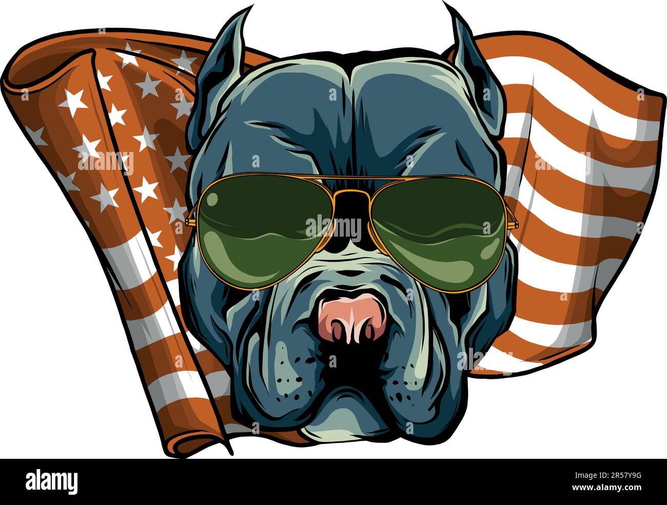 Chien American Pitbull Terrier portant des lunettes de soleil - illustration vectorielle isolée Illustration de Vecteur