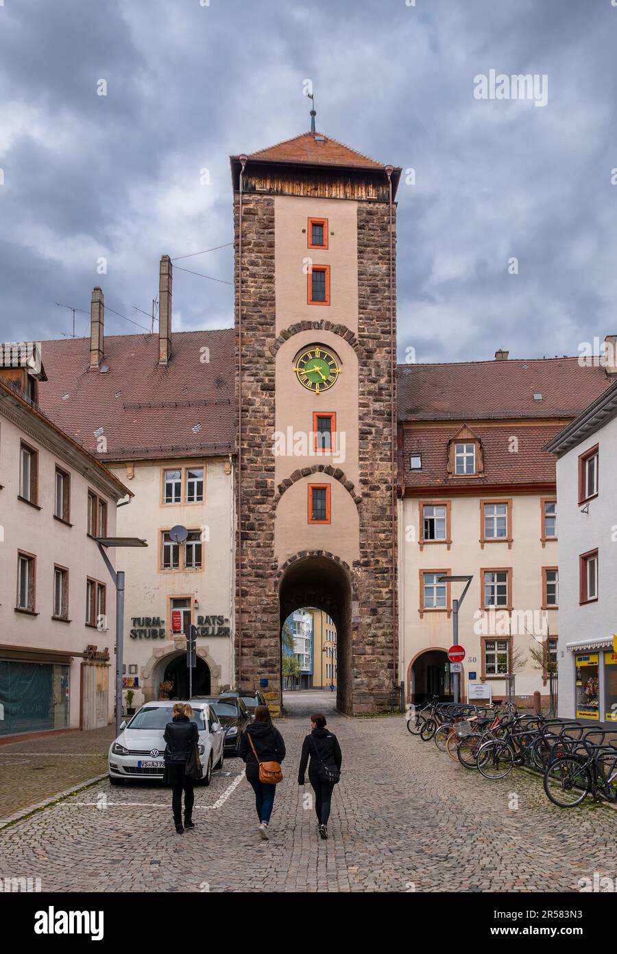Villingen-Schwenningen, Allemagne - 30 avril 2023 : Villingen-Schwenningen est une ville médiévale située dans le sud-ouest du Bade-Wurtemberg. Banque D'Images