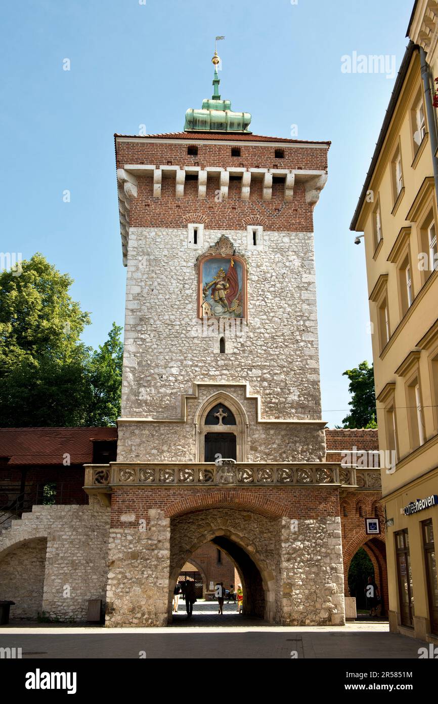 Pologne. Cracovie. Vieille ville. St. Porte de Florian Banque D'Images