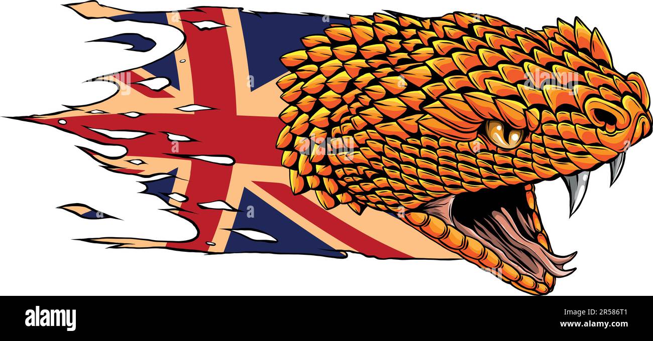 Illustration vectorielle de Head Snake avec drapeau du royaume-uni Illustration de Vecteur