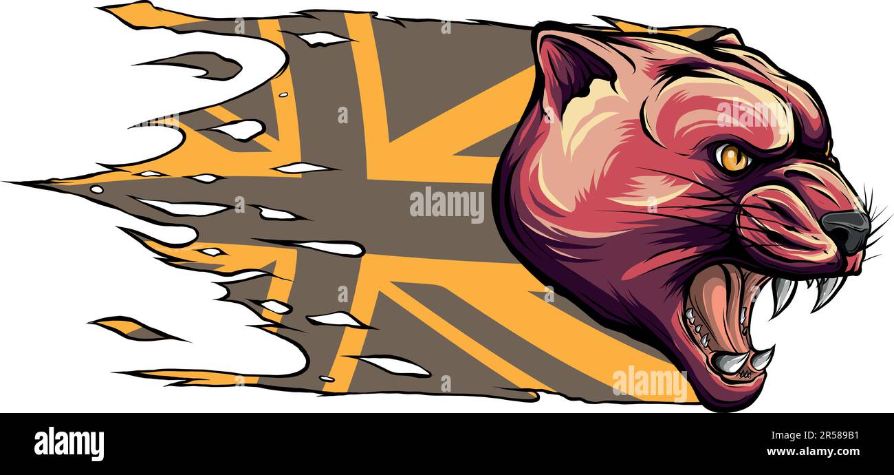 illustration vectorielle de la tête jaguar avec drapeau britannique Illustration de Vecteur
