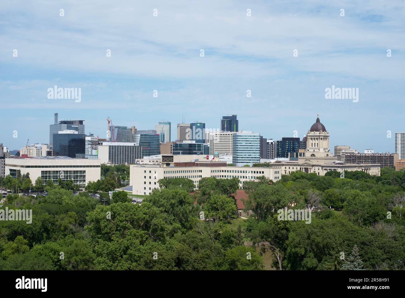 Vue sur le centre-ville de Winnipeg depuis le sud-ouest, Manitoba, Canada Banque D'Images